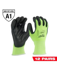 Milwaukee High-Viz Cut Level 1 Polyurethane Dipped Gloves - M (12pk)