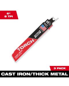 Milwaukee 6" 7TPI THE TORCH for CAST IRON w/ NITRUS CARBIDE Sawzall Blade 3pk