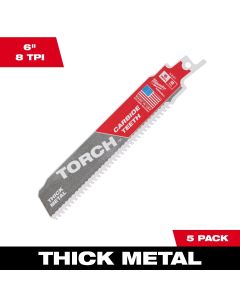 Milwaukee 6" 7TPI Carbide Teeth Metal Cutting Sawzall Blade 5pk