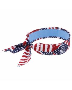 Ergodyne Chill-Its 6700CT Evaporative Cooling Bandana Headband - PVA, Tie Closure - Stars & Stripes