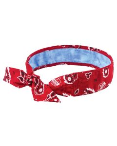 Ergodyne Chill-Its 6700CT Evaporative Cooling Bandana Headband - PVA, Tie Closure - Red Western