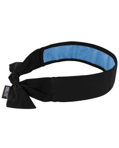 Ergodyne Chill-Its 6700CT Evaporative Cooling Bandana Headband - PVA, Tie Closure - Black
