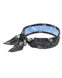 Ergodyne Chill-Its 6700CT Evaporative Cooling Bandana Headband - PVA, Tie Closure - Skulls