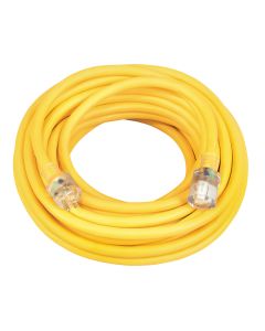 Southwire 10/3 SJTW 50' Yellow Outdoor Extension Cord w/ Power Light Indicator