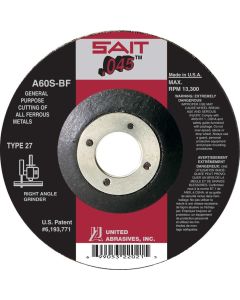 United Abrasives/SAIT 4-1/2"x.045"x7/8" 60 Grit Aluminum Oxide Type 27 Cut Off Wheel