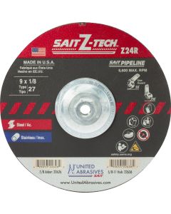 United Abrasives/SAIT 9"x1/8"x5/8"-11 Z24R Z-Tech Pipeline Cutting Grinding Wheel